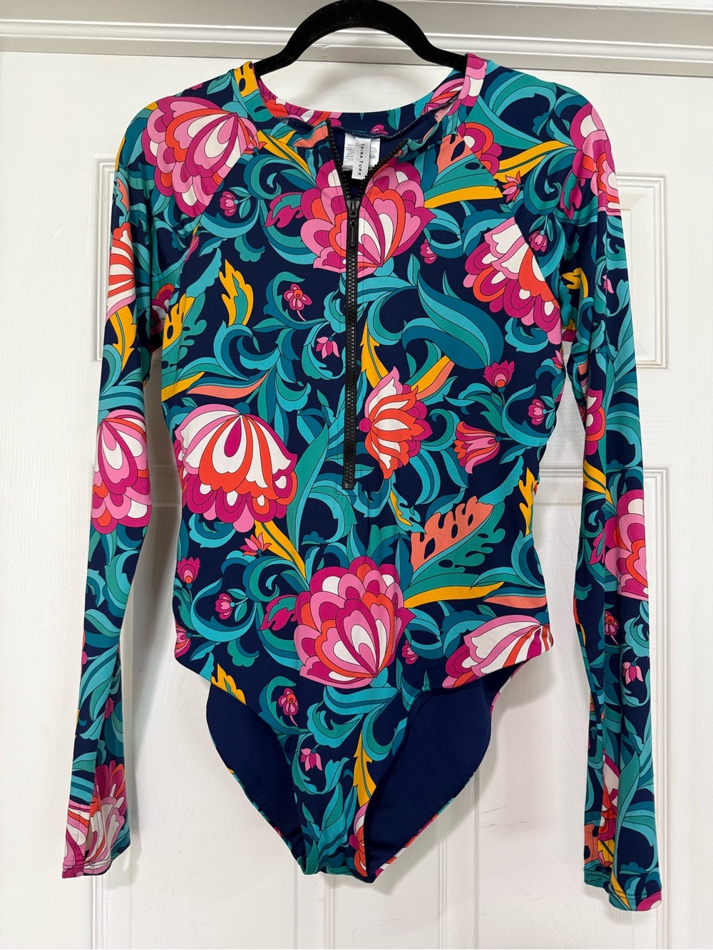 Trina Turk India Garden One-Piece 1/2 Zip Swimsuit